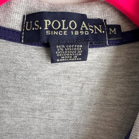 U.S. POLO ASSN. Regular Fit Heather Gray Player 3 Mens Polo, M - Picture 3 of 5